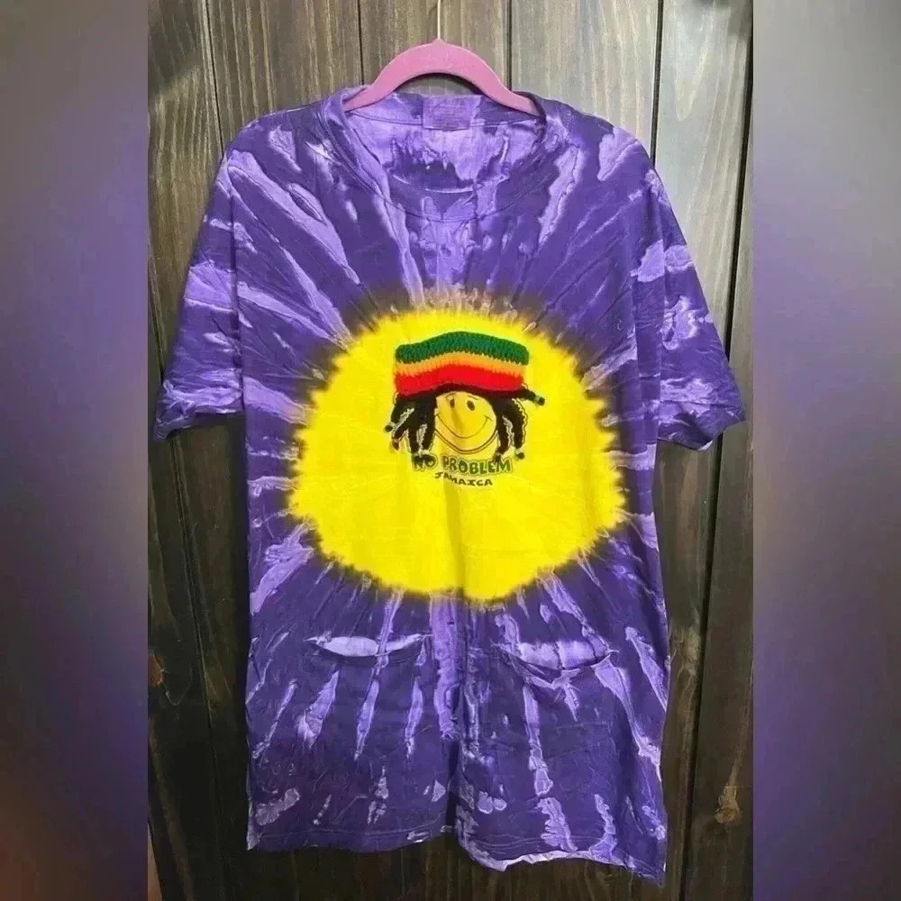 Tie Dye ‘Jamaica’ Oversized Tee/ Swim Cover Up/ Night Shirt. Size: XL